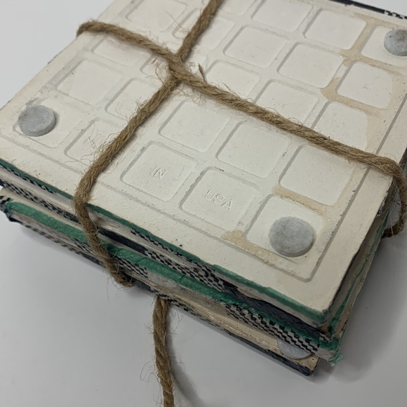 Black & White Check Plaid Pattern Ceramic Coasters | Bundle of 4 Dining Kitchen - Picture 5 of 7